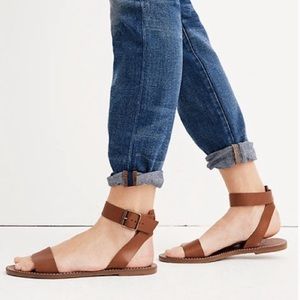 Madewell Boardwalk Cognac Leather Strap Sandal